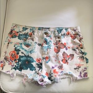Free People Floral Denim Shorts